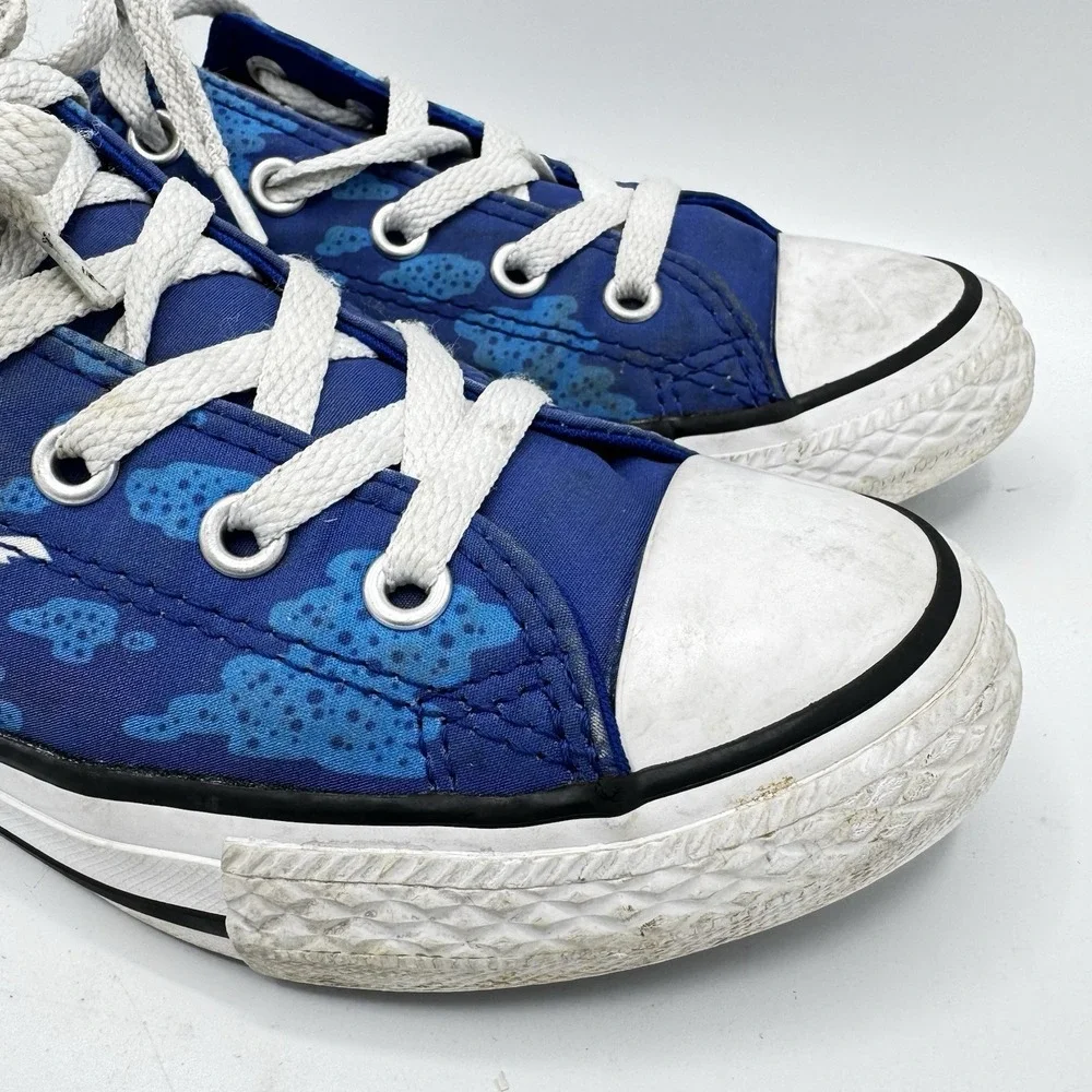 Converse All Star Low Top Dinosaur Print Blue Kids Sneakers Shoes Size 1 Youth
